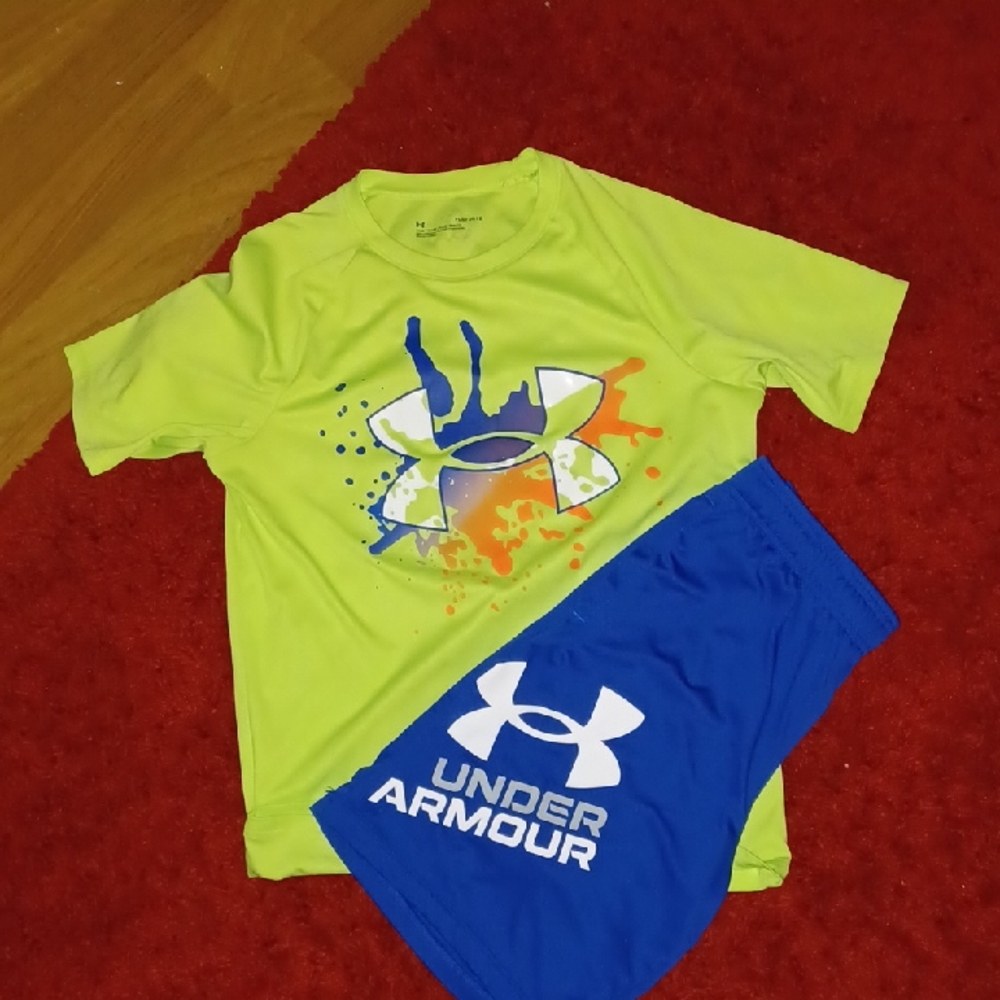 Under Armour Neon Yellow and Blue Kids' Set